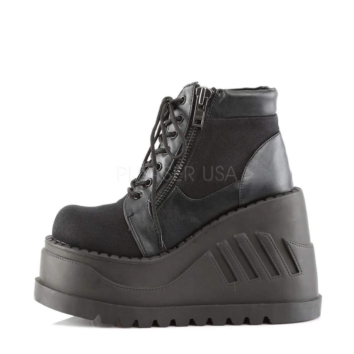 STOMP-10  Black Canvas-Vegan Leather