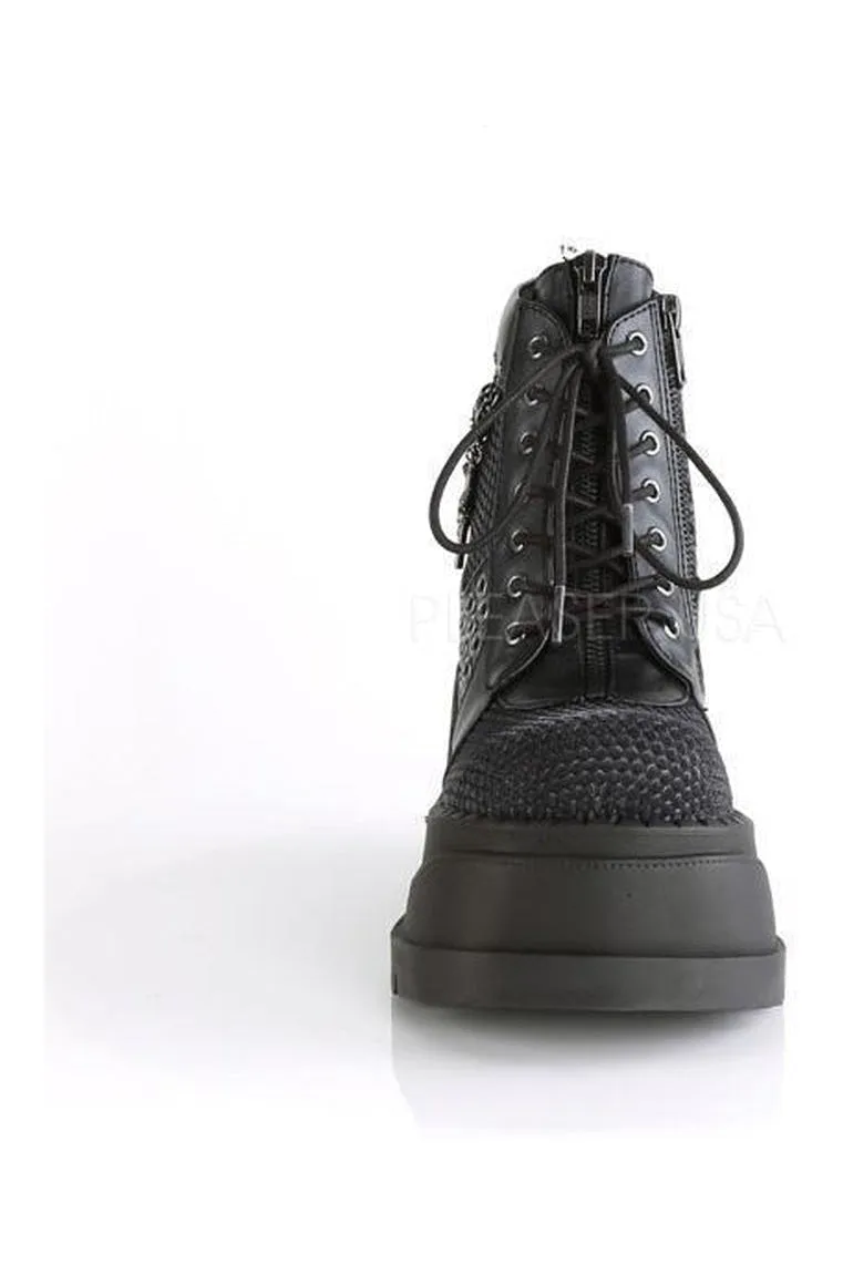 STOMP-18 Demonia Platform Boot | Black Faux Leather