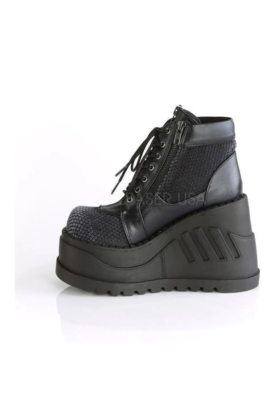 STOMP-18 Demonia Platform Boot | Black Faux Leather