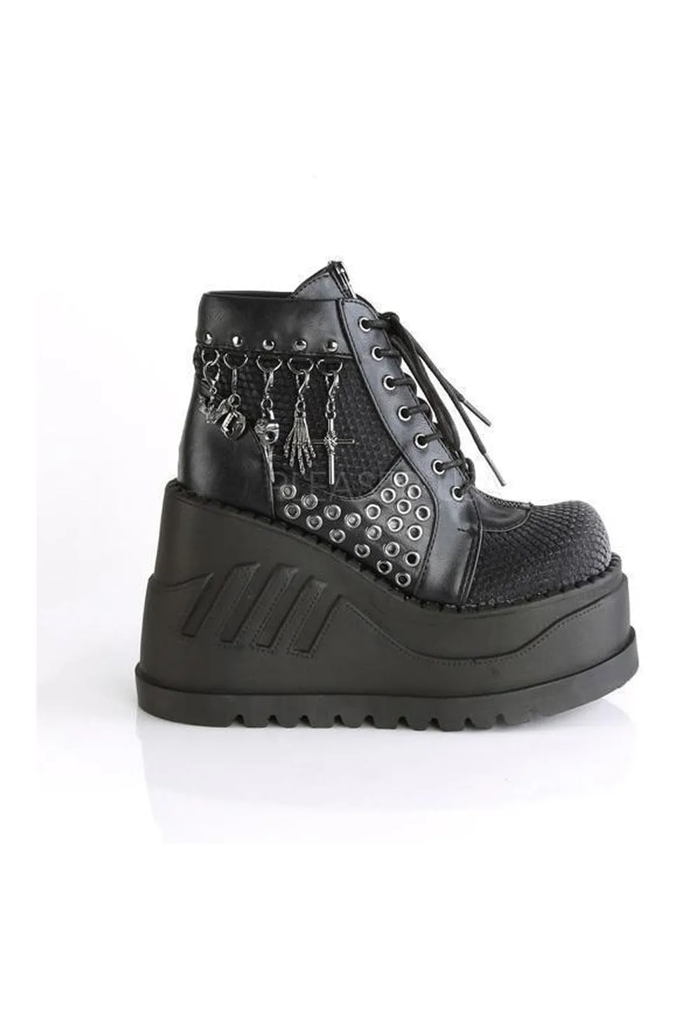 STOMP-18 Demonia Platform Boot | Black Faux Leather