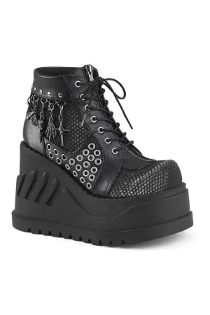 STOMP-18 Demonia Platform Boot | Black Faux Leather