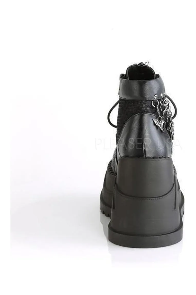 STOMP-18 Demonia Platform Boot | Black Faux Leather