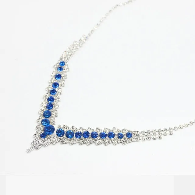 StoneFans Wedding Crystal Bridal Jewelry Sets Bijoux Mariage Women RED BLUE PEARL Rhinestone Bridal Necklace Jewellery Set