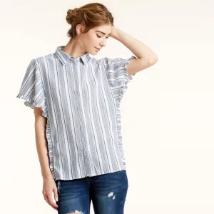 Stripe On Me Ruffled Shirt