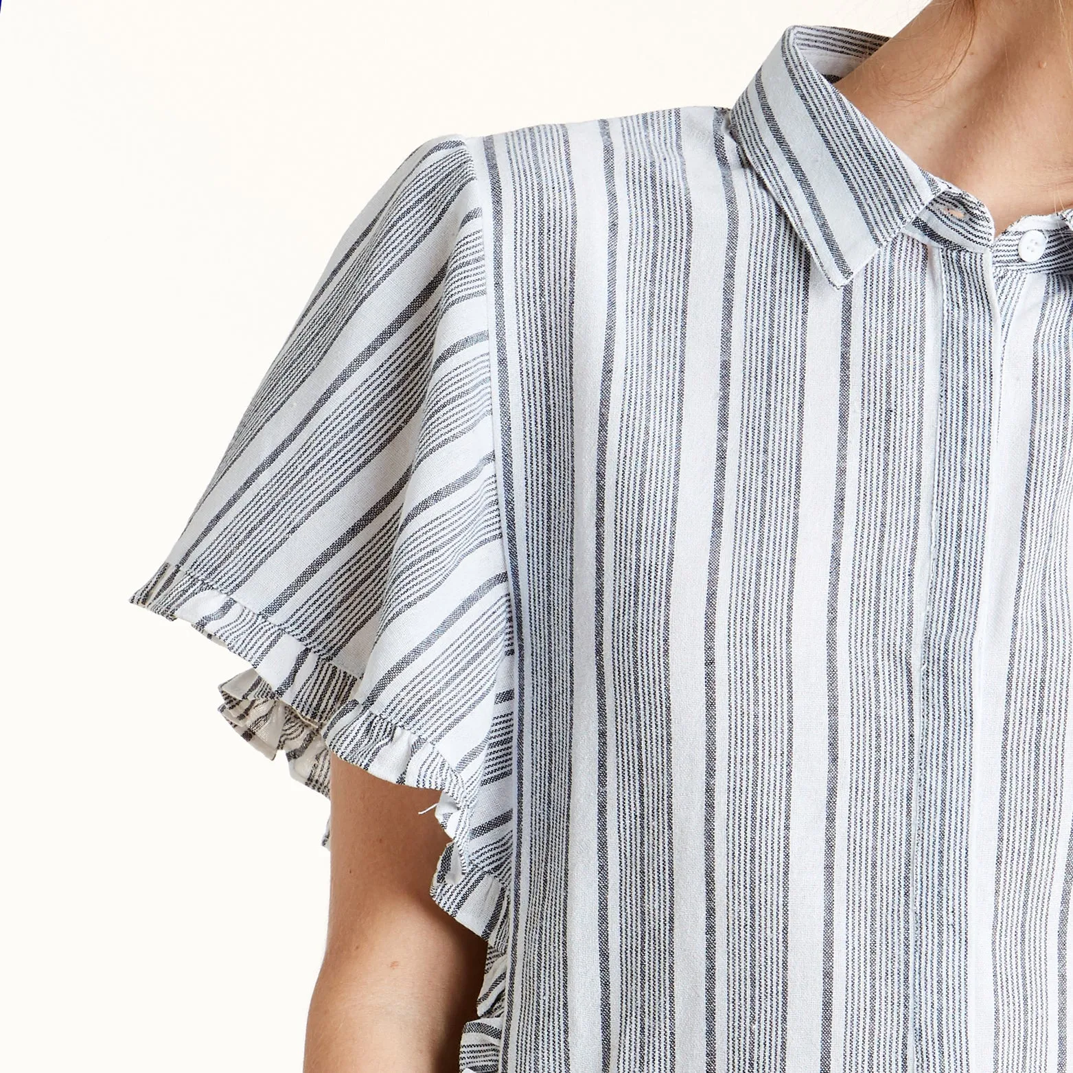 Stripe On Me Ruffled Shirt