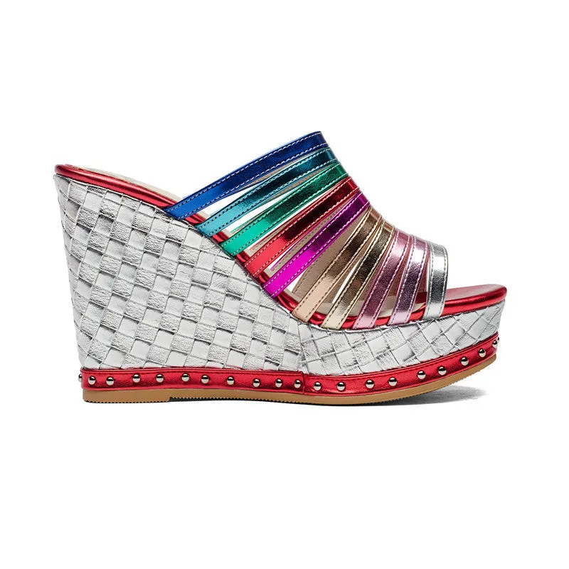 Summer shoes top quality wedges spuer heels shoes woman sandals fashion inside pigskin leather shoes platform