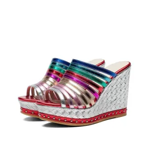 Summer shoes top quality wedges spuer heels shoes woman sandals fashion inside pigskin leather shoes platform