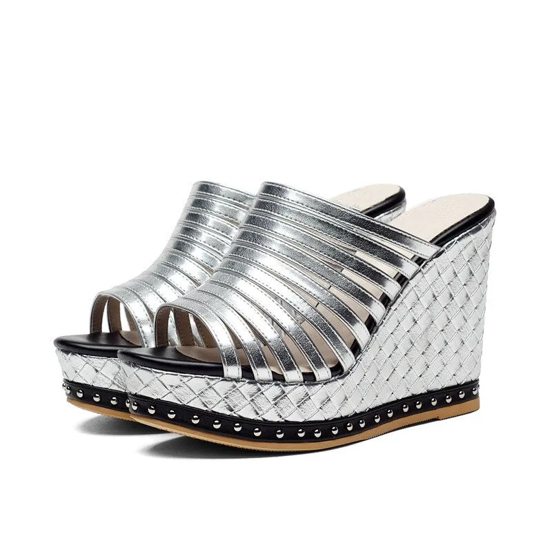 Summer shoes top quality wedges spuer heels shoes woman sandals fashion inside pigskin leather shoes platform
