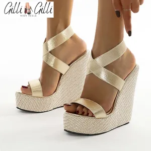 Super High Peep Toe Gladiator Wedges