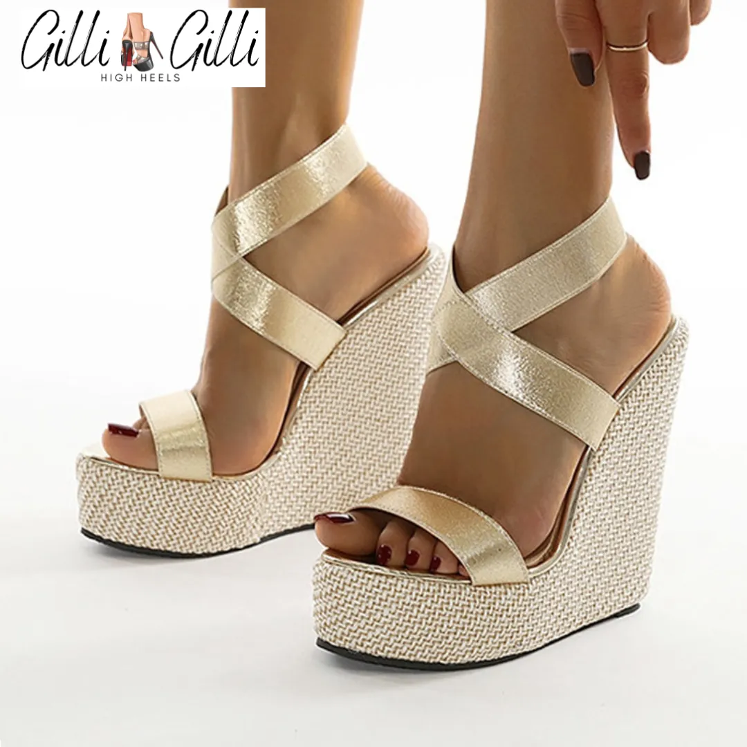 Super High Peep Toe Gladiator Wedges