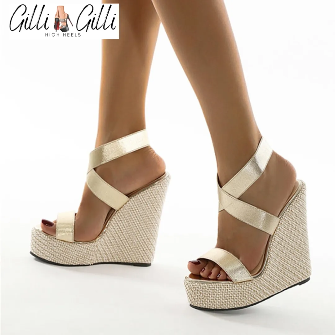 Super High Peep Toe Gladiator Wedges