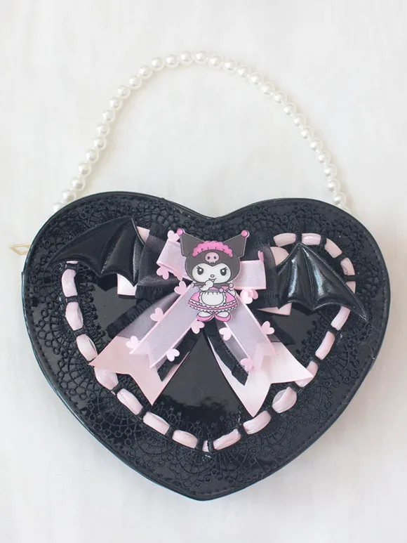 Sweet Lolita Handbag Black PU Leather PU Leather Cross-body Bag Lolita Accessories