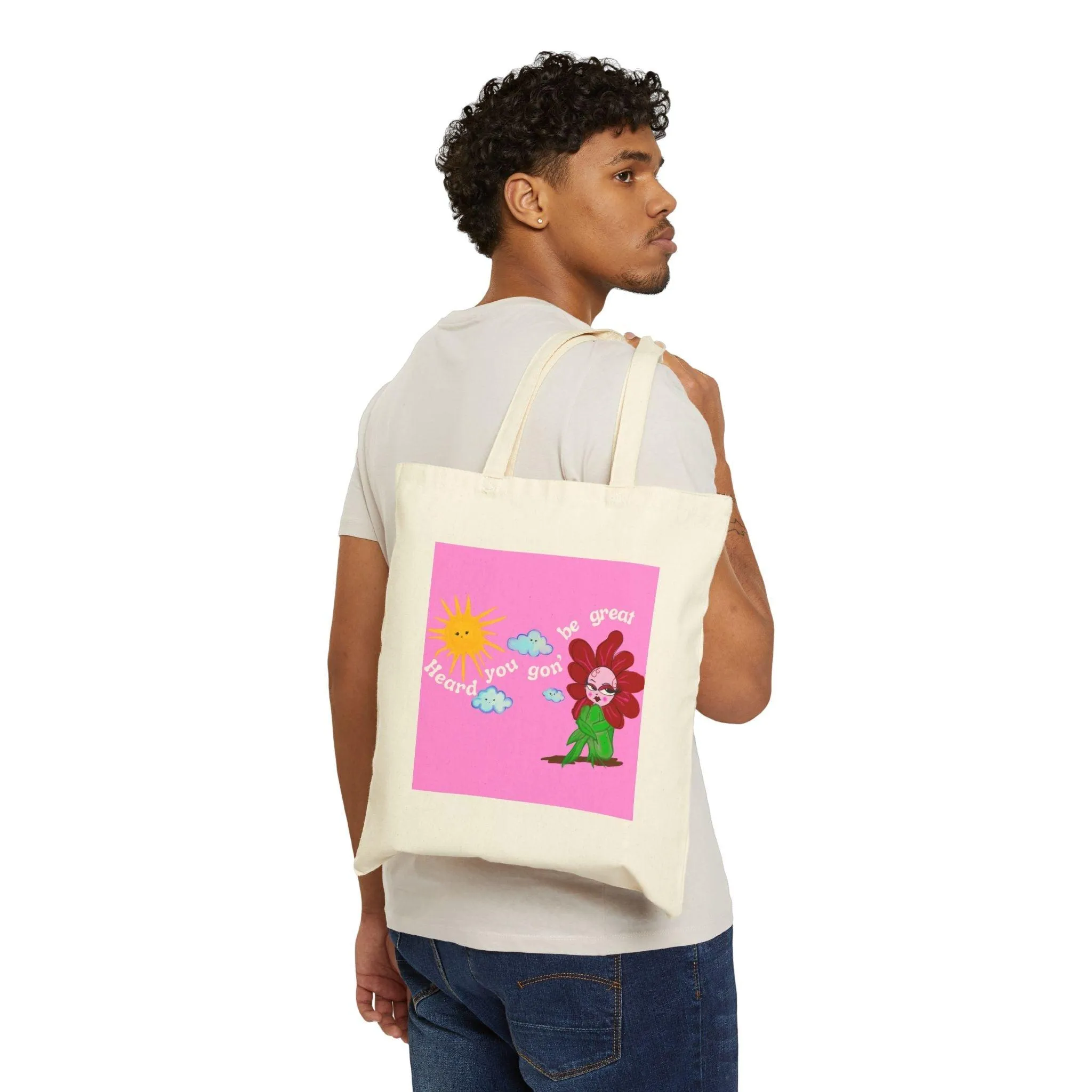 Sweet Pea Cotton Canvas Tote Bag