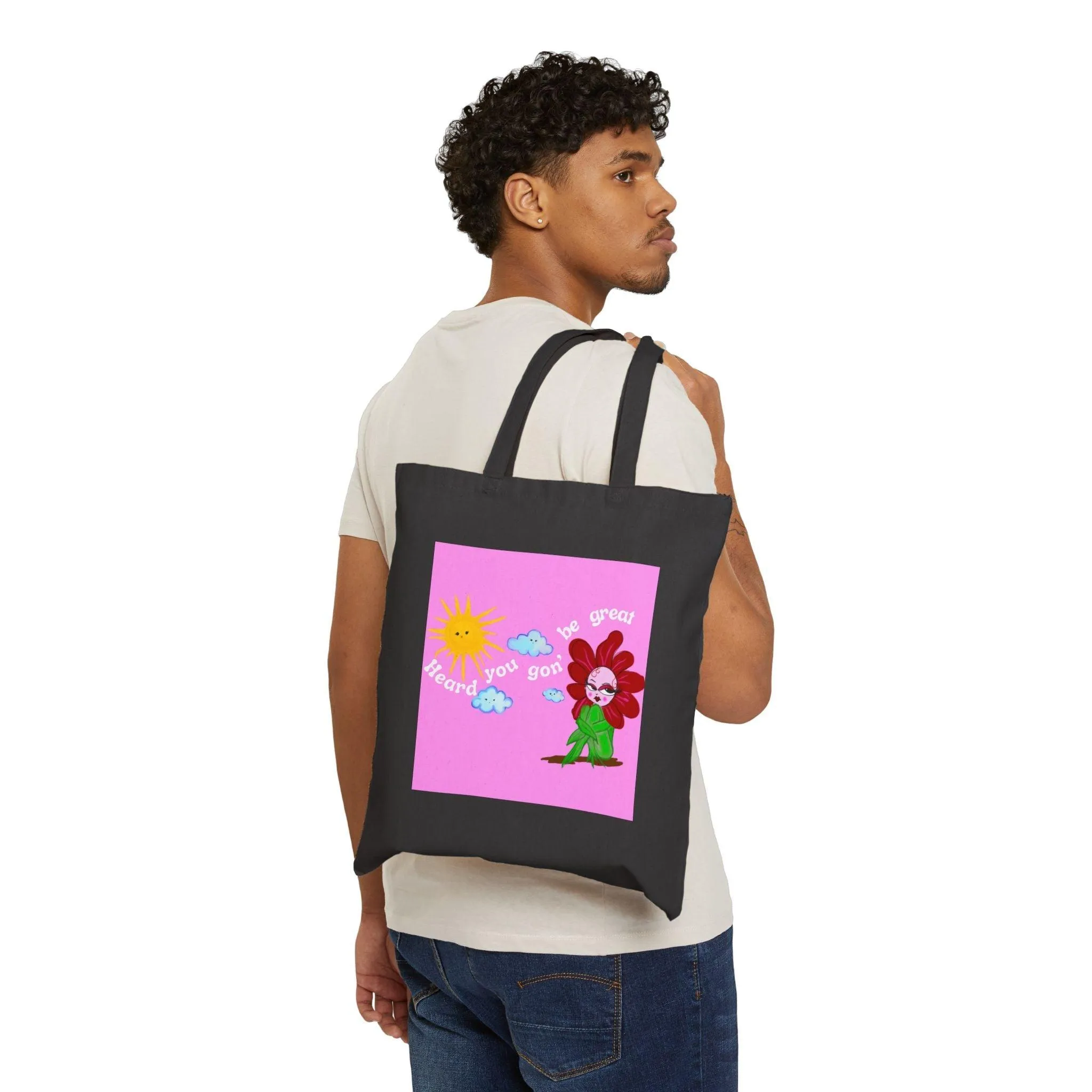 Sweet Pea Cotton Canvas Tote Bag