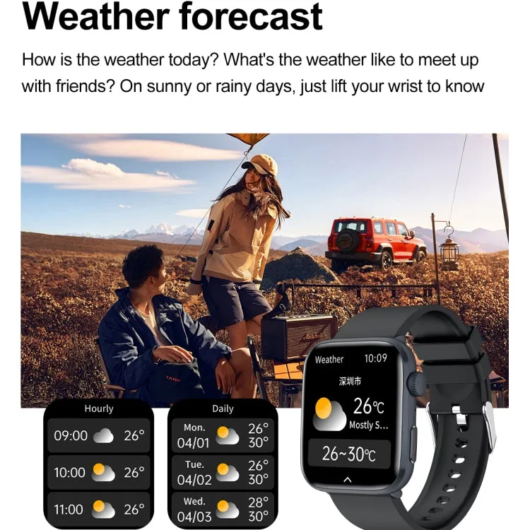 T92 1.81 inch IPS Square Screen Smart Watch, Heart Rate / Blood Oxygen / Blood Pressure(Black)