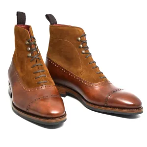 Tan Leather & Suede Clifton Lace Up Boots - Boots