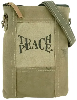 Teach Peace Recycled Tent Crossbody