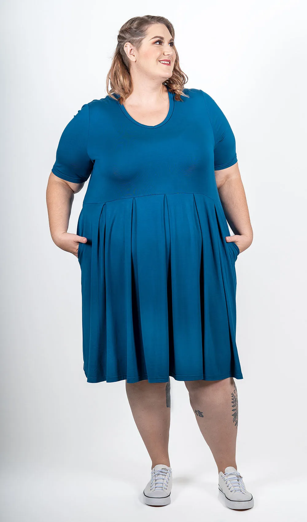 Teal Pocket Tee Dress