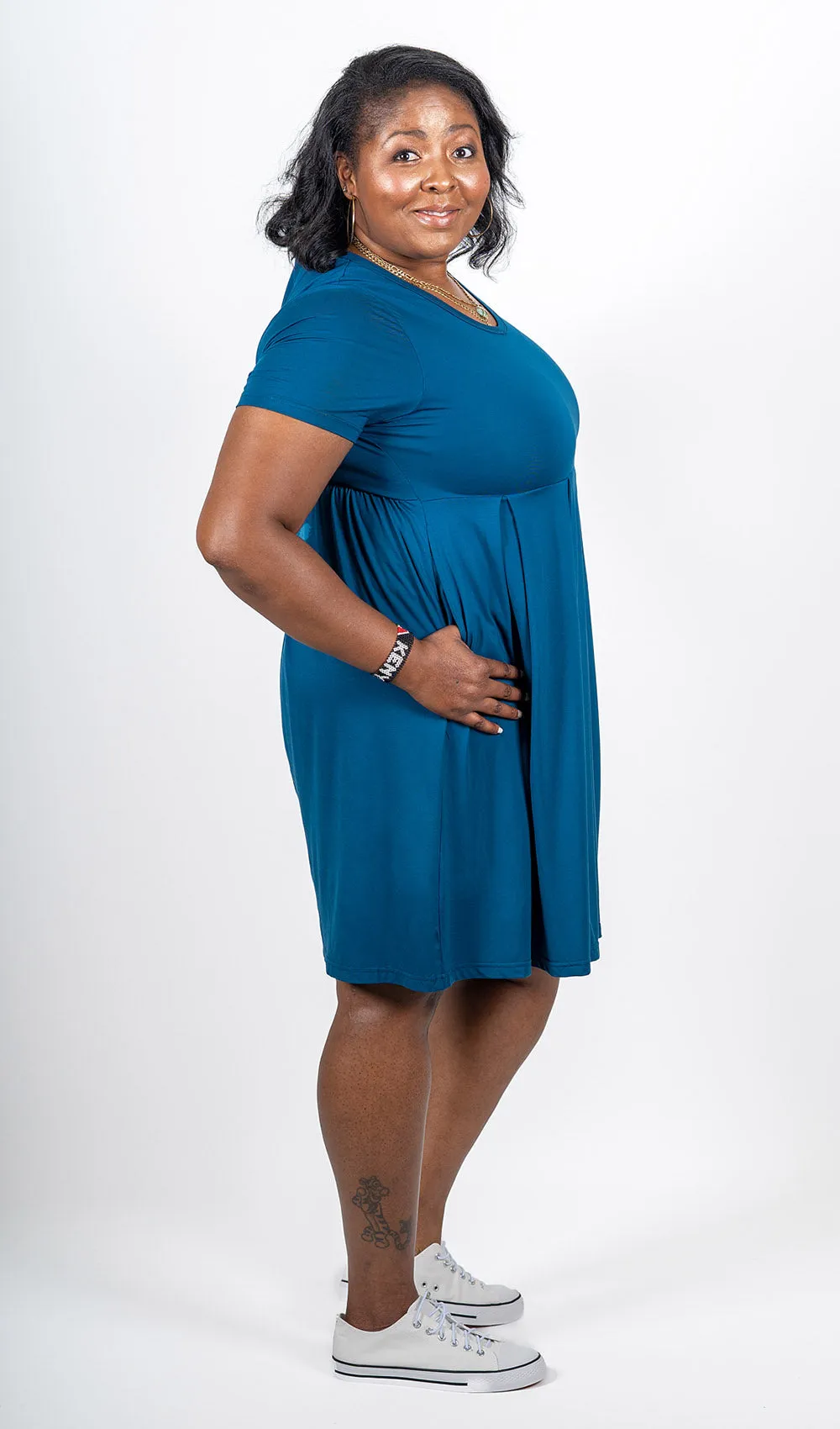 Teal Pocket Tee Dress