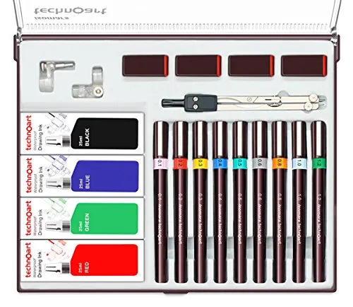 Technoart Technical Drawing Pens (Set of 9)