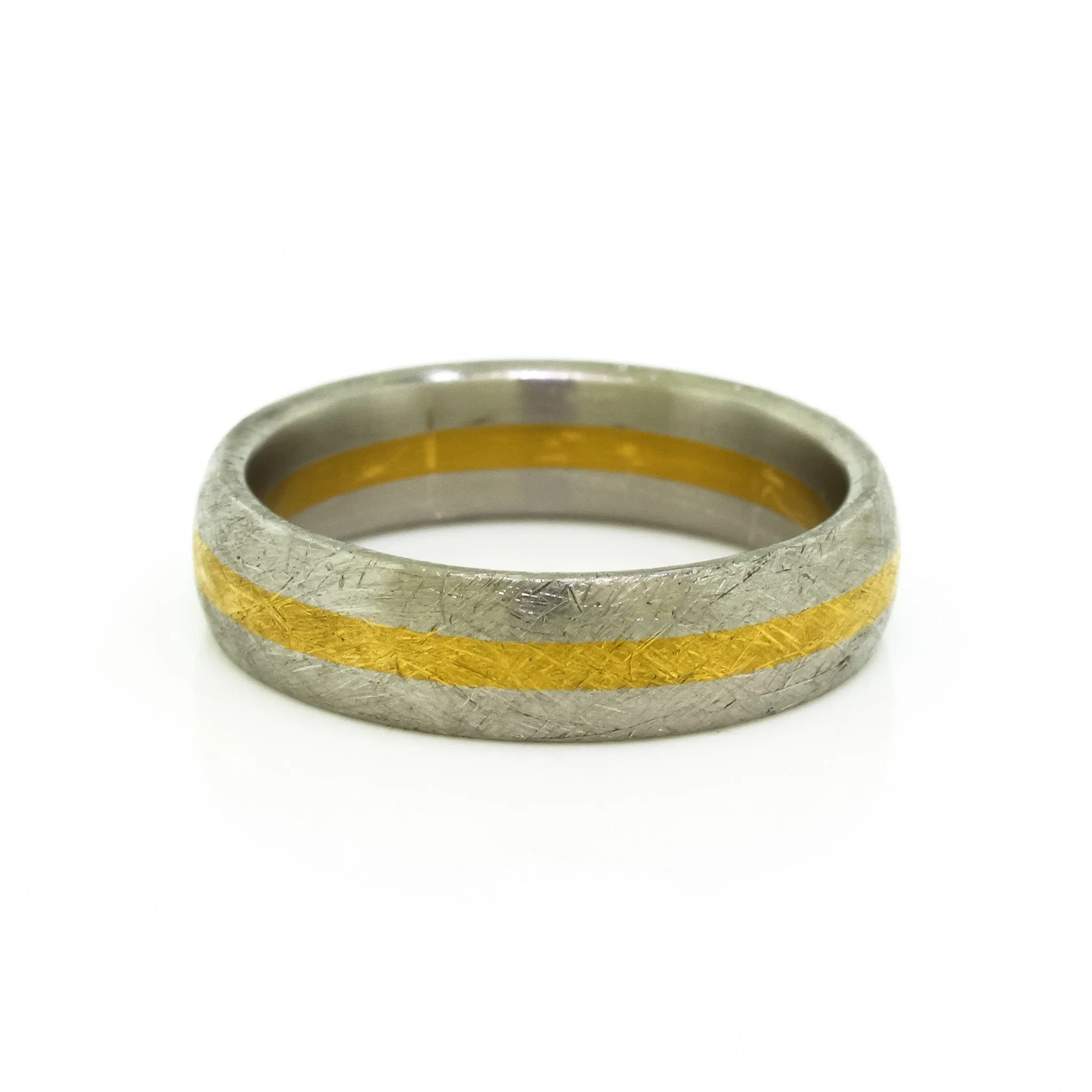 Textured Platinum & Gold Men's Wedding Band