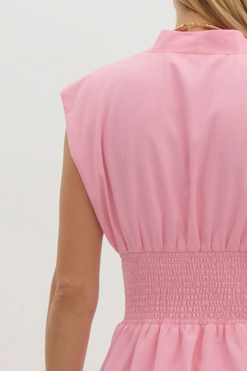 The Ivy Smocked Waist Midi Dress – Pink