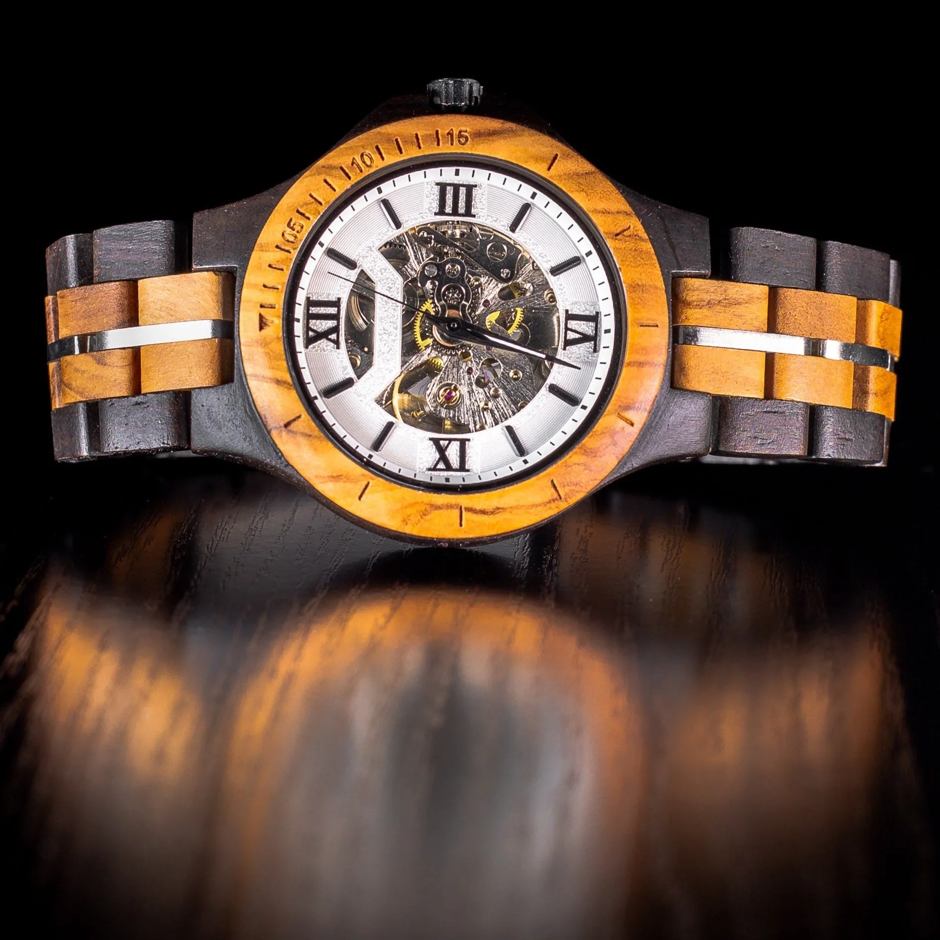 The Mechanical - Olive & Ebony Wood Watch