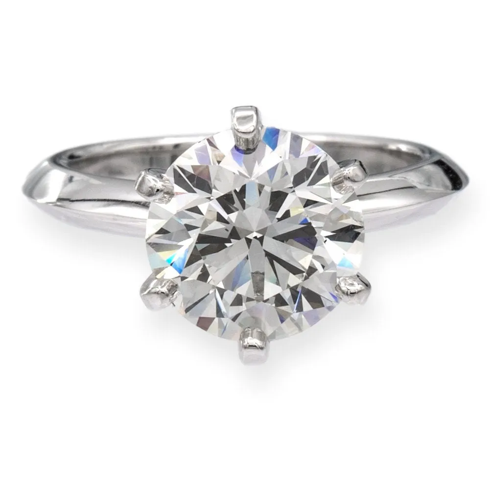 Tiffany & Co. Platinum Round Diamond Solitaire Engagement Ring 3.24 Ct IVS1