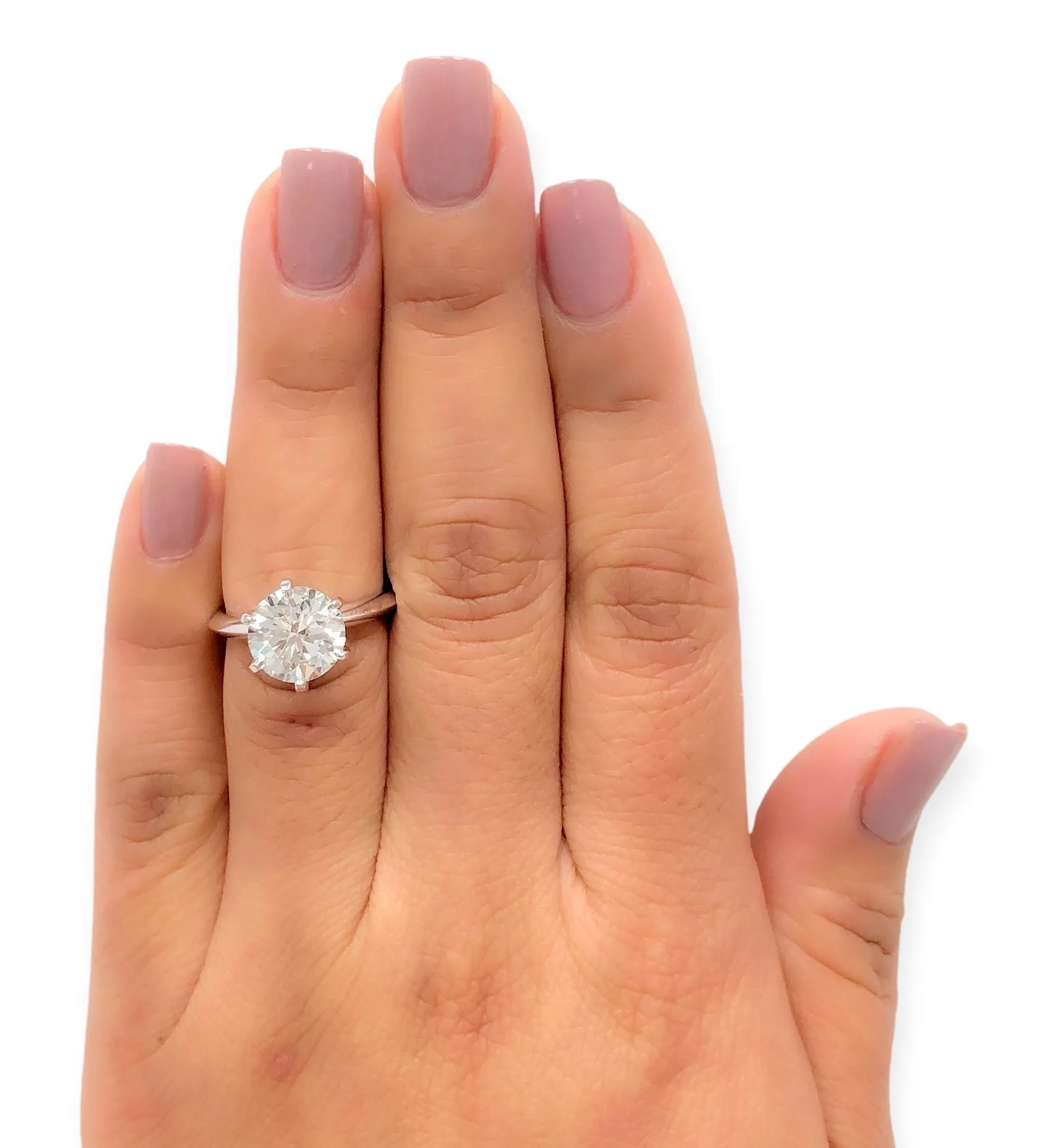 Tiffany & Co. Platinum Round Diamond Solitaire Engagement Ring 3.24 Ct IVS1