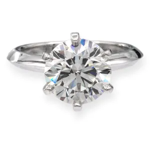 Tiffany & Co. Platinum Round Diamond Solitaire Engagement Ring 3.24 Ct IVS1