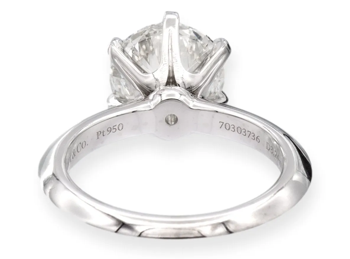 Tiffany & Co. Platinum Round Diamond Solitaire Engagement Ring 3.24 Ct IVS1