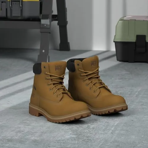 Timberland PRO Women's Direct Attach 6 Inch Steel Safety Toe Insulated Waterproof Industrial Work Boot, Wheat Nubuck, 8.5