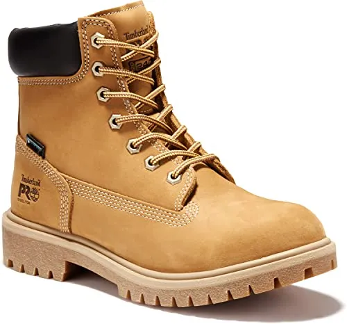 Timberland PRO Women's Direct Attach 6 Inch Steel Safety Toe Insulated Waterproof Industrial Work Boot, Wheat Nubuck, 8.5