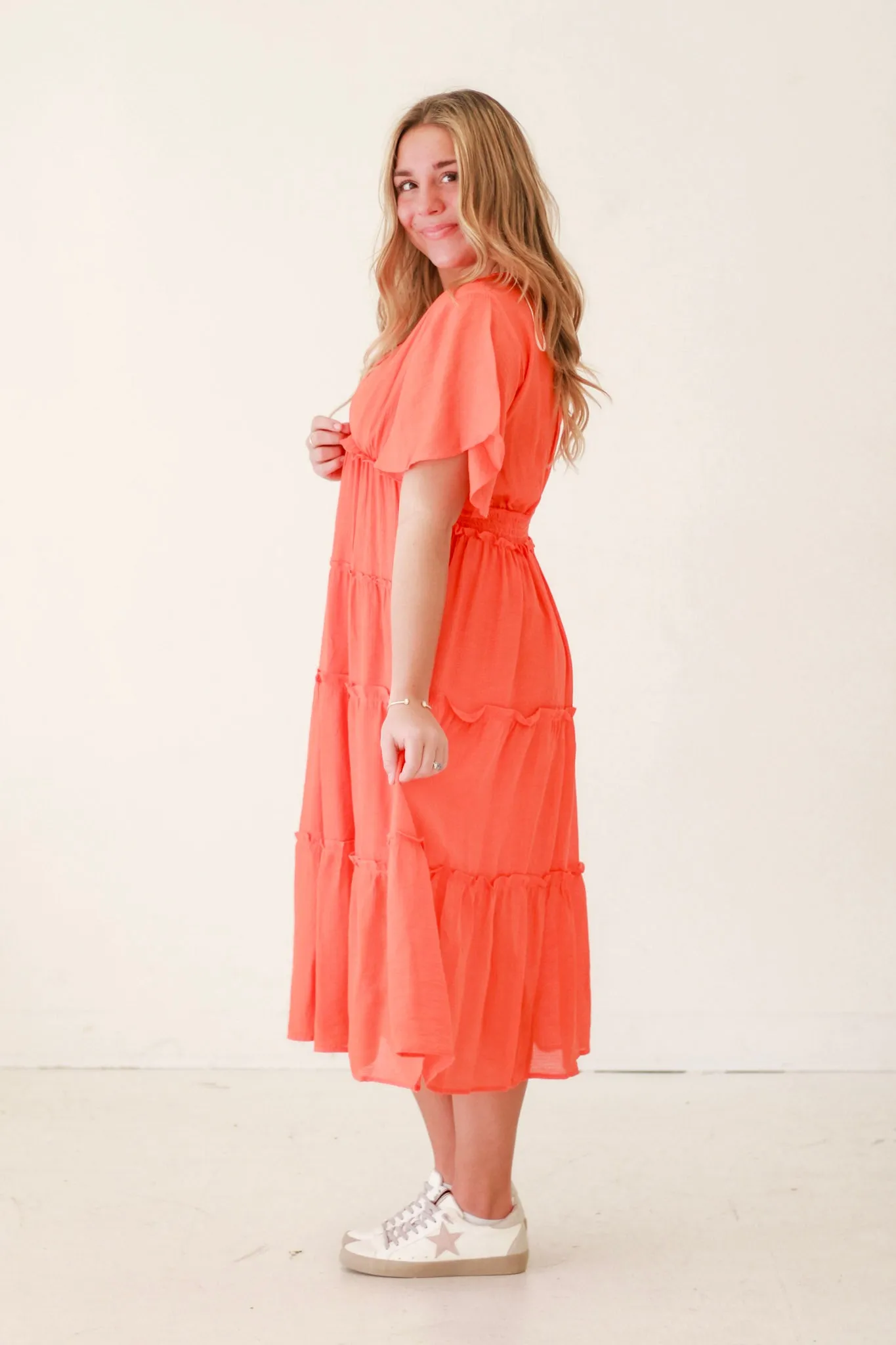 Time to Breathe Dress in Tangerine