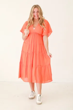 Time to Breathe Dress in Tangerine