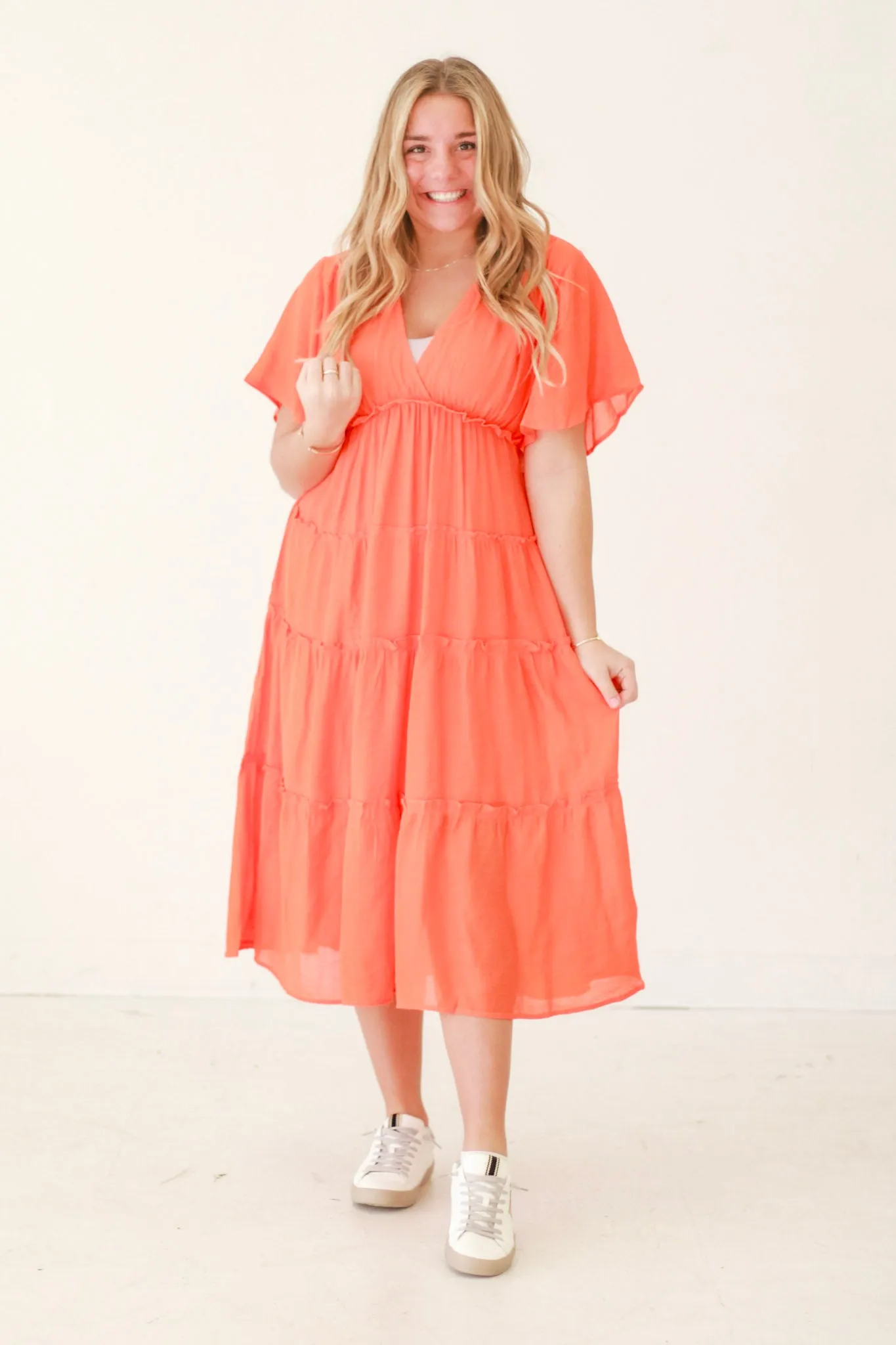 Time to Breathe Dress in Tangerine