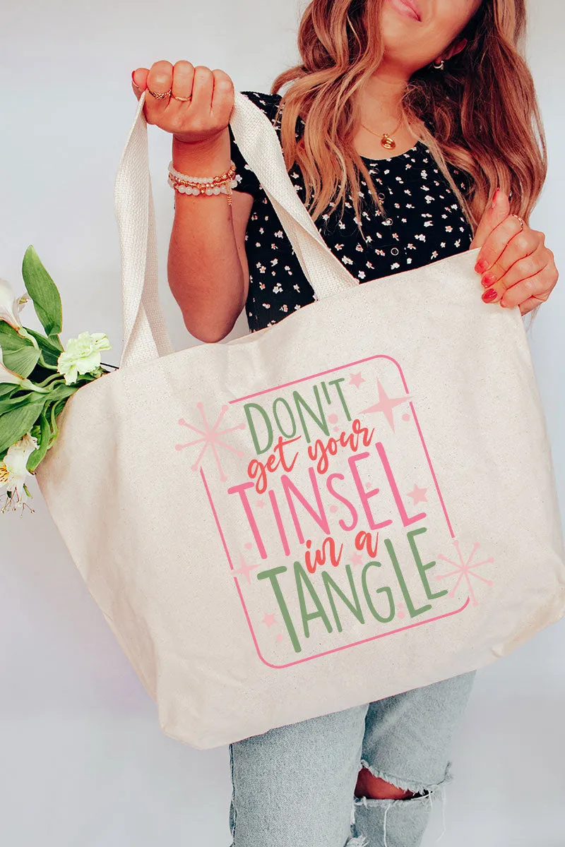 Tinsel In A Tangle Canvas Jumbo Tote