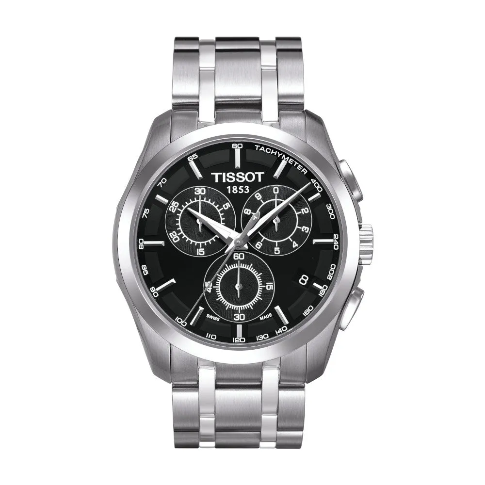 Tissot Couturier Mens Stainless Steel Chronograph Black Dial Watch