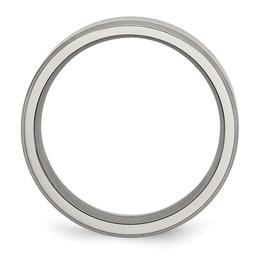 Titanium Brushed and Polished 8mm Beveled Edge Band