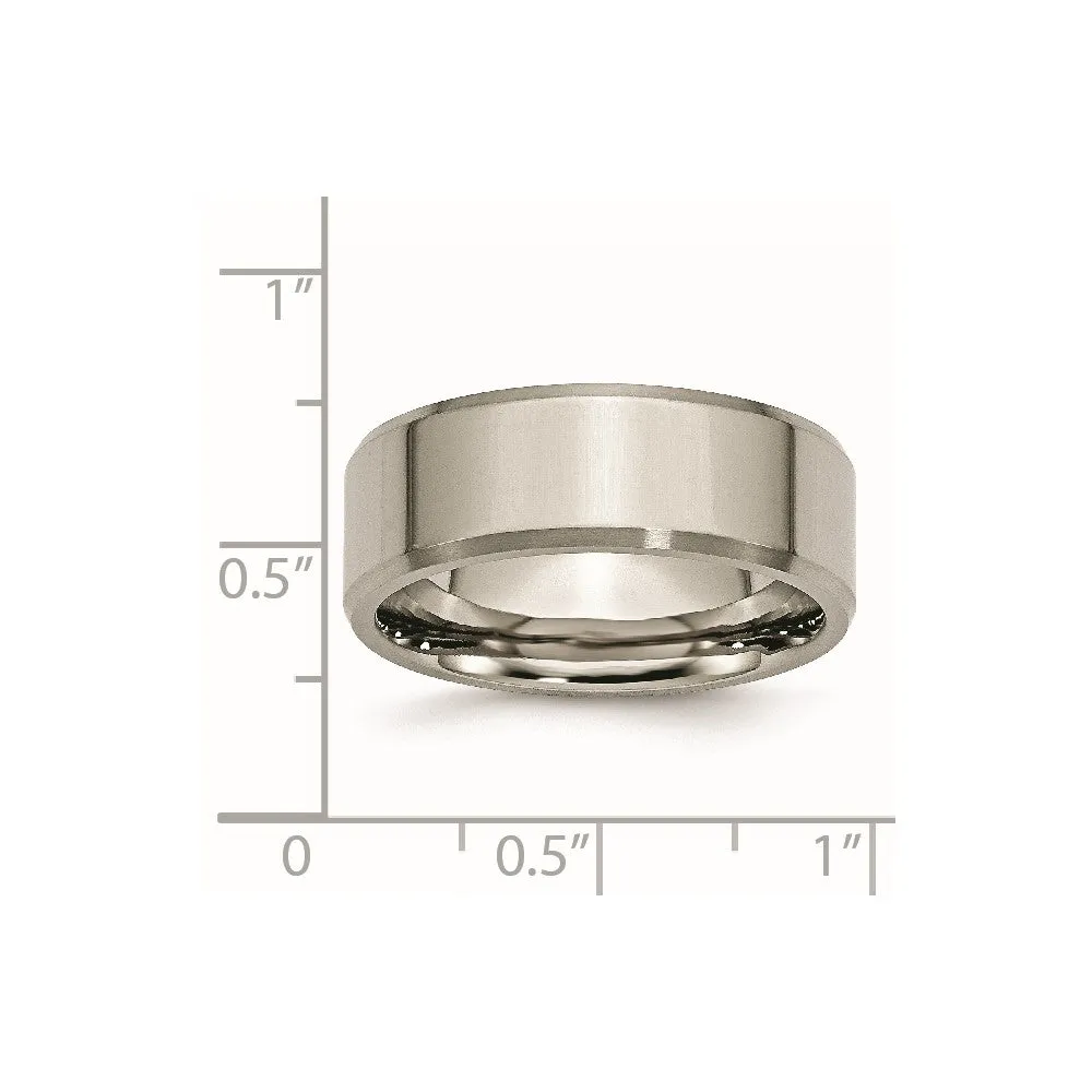 Titanium Brushed and Polished 8mm Beveled Edge Band
