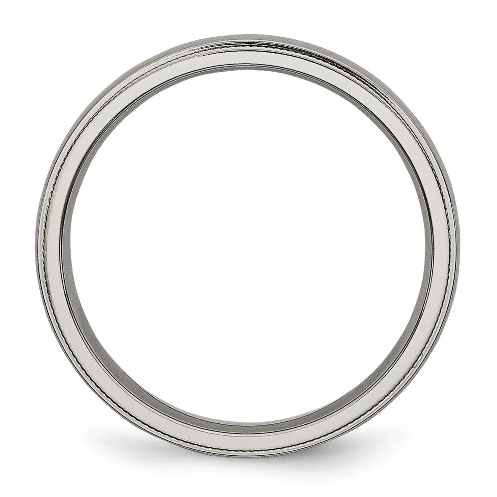 Titanium Polished 4mm Grooved and Beaded Edge Band