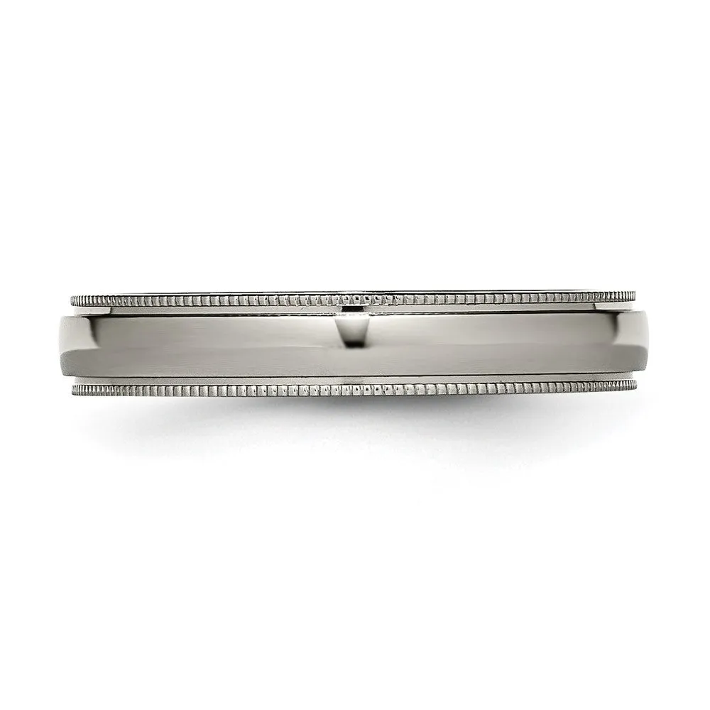 Titanium Polished 4mm Grooved and Beaded Edge Band