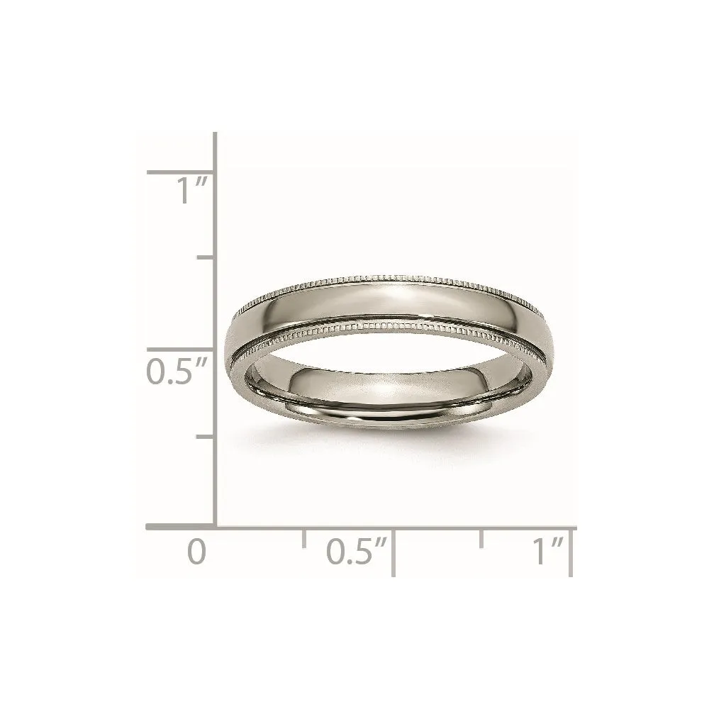 Titanium Polished 4mm Grooved and Beaded Edge Band