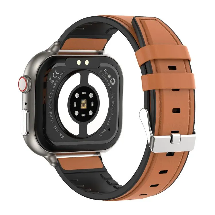 TK17 1.91 inch Horizontal Screen Leather Strap Smart Watch Supports ECG Electrocardiogram(Brown)