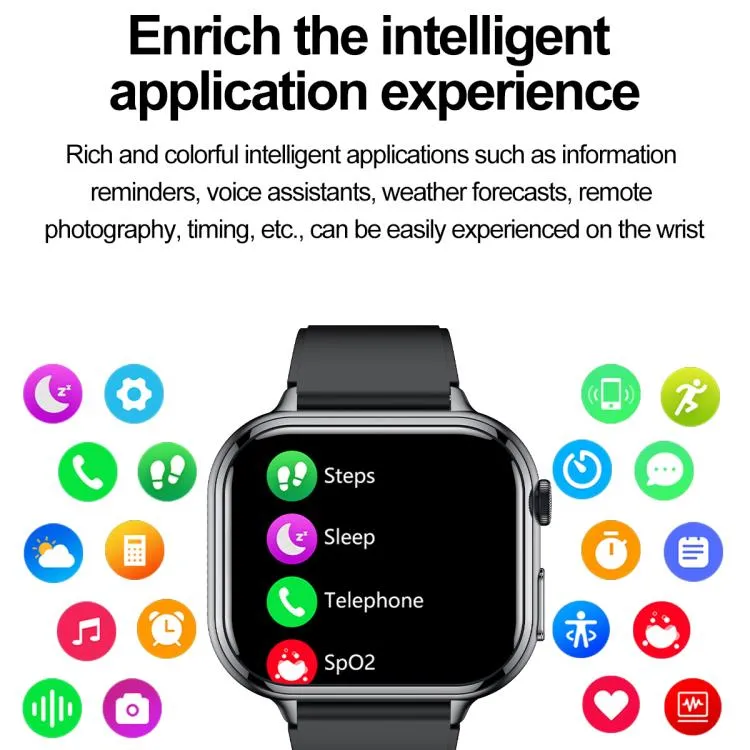 TK17 1.91 inch Horizontal Screen Silicone Strap Smart Watch Supports ECG Electrocardiogram(Black)