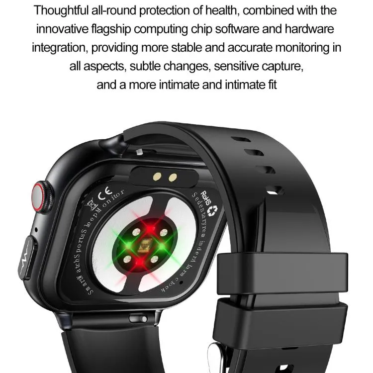 TK17 1.91 inch Horizontal Screen Silicone Strap Smart Watch Supports ECG Electrocardiogram(Black)