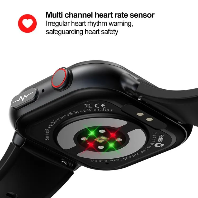 TK17 1.91 inch Horizontal Screen Silicone Strap Smart Watch Supports ECG Electrocardiogram(Black)