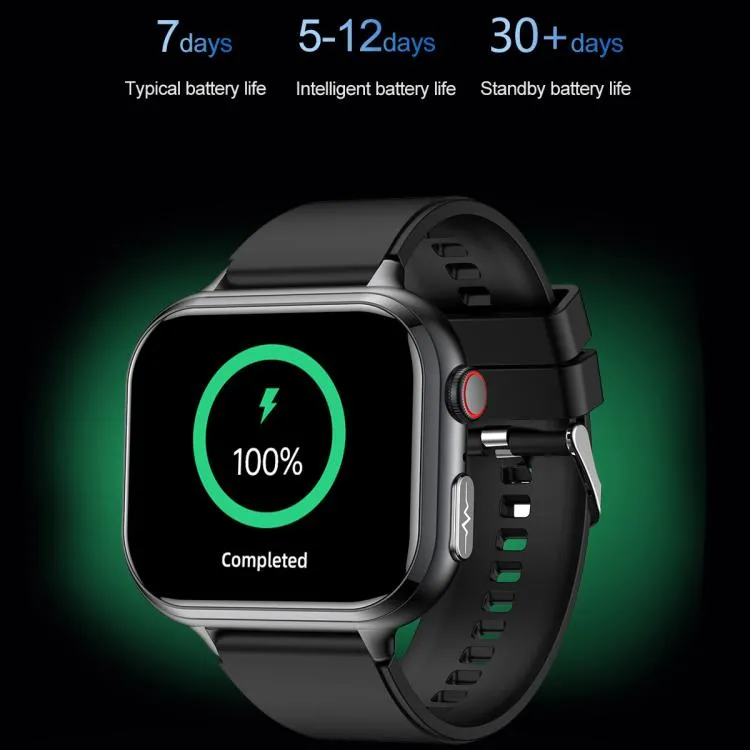 TK17 1.91 inch Horizontal Screen Silicone Strap Smart Watch Supports ECG Electrocardiogram(Black)