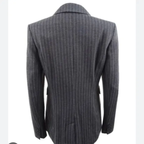 Tommy Hilfiger Women’s Pinstriped One- Button Knit Jacket Charcoal/Ivory size 12