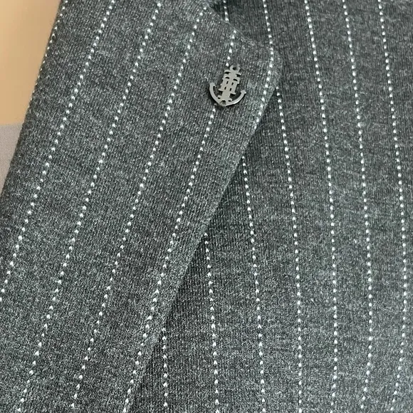 Tommy Hilfiger Women’s Pinstriped One- Button Knit Jacket Charcoal/Ivory size 12